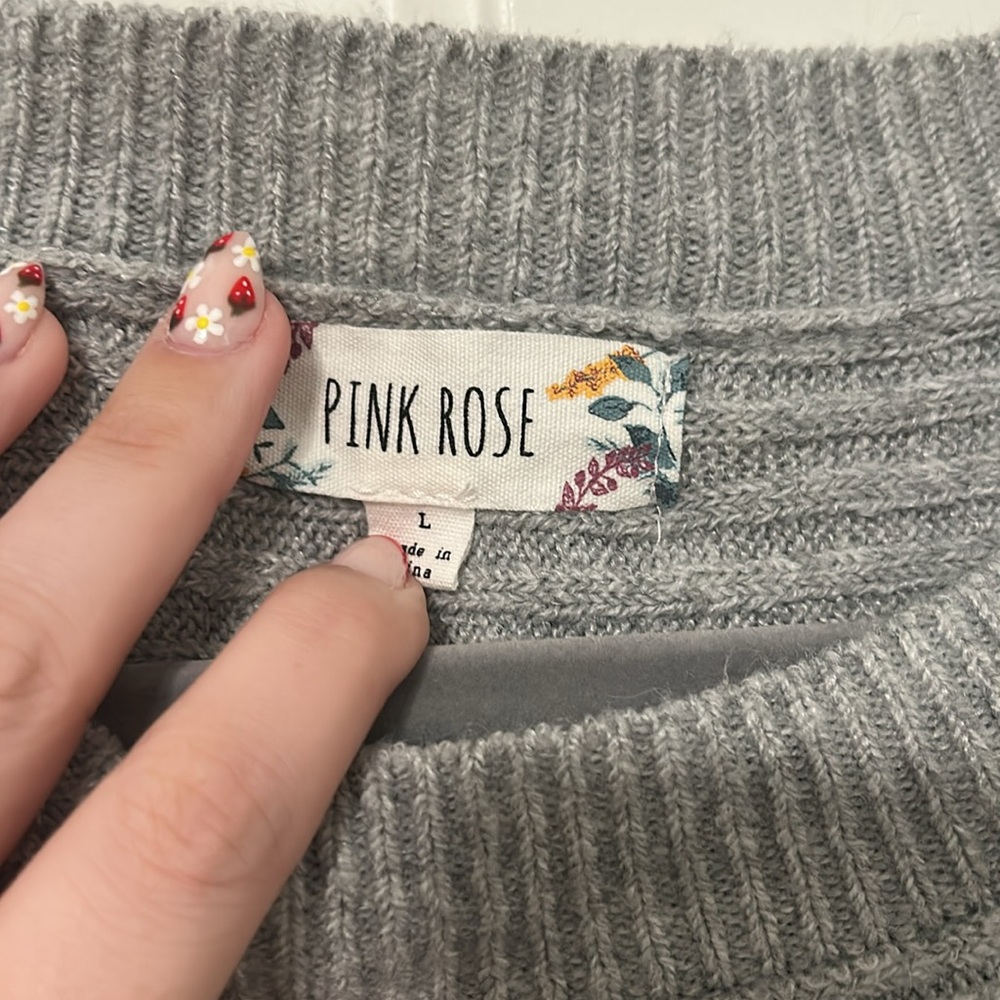 Pink Rose Ribbed Sweater - Picture 3 of 5